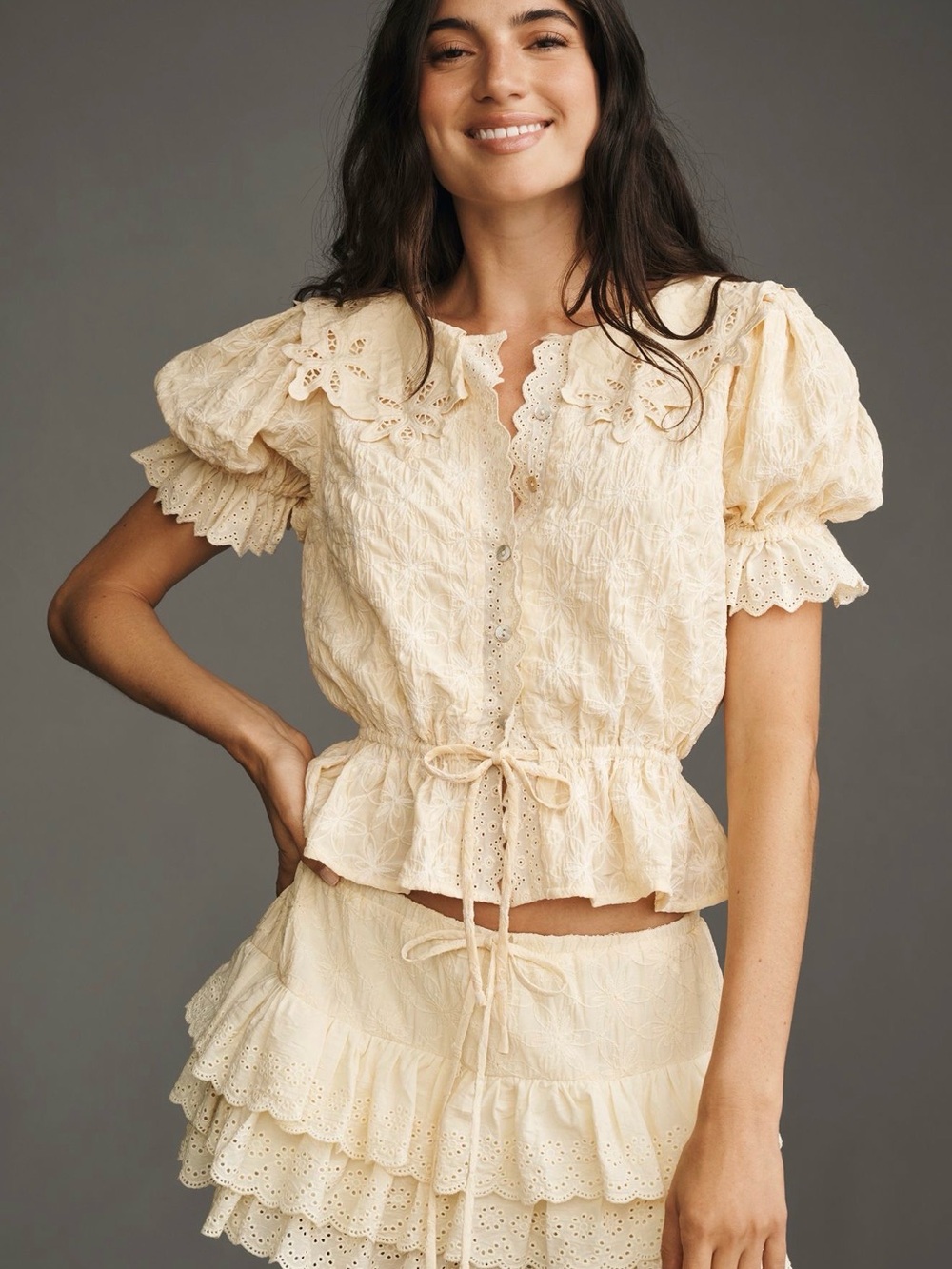 Anthropologie Jacquie the Label Janice Puff Sleeve Ruffled set - Picture 2 of 5